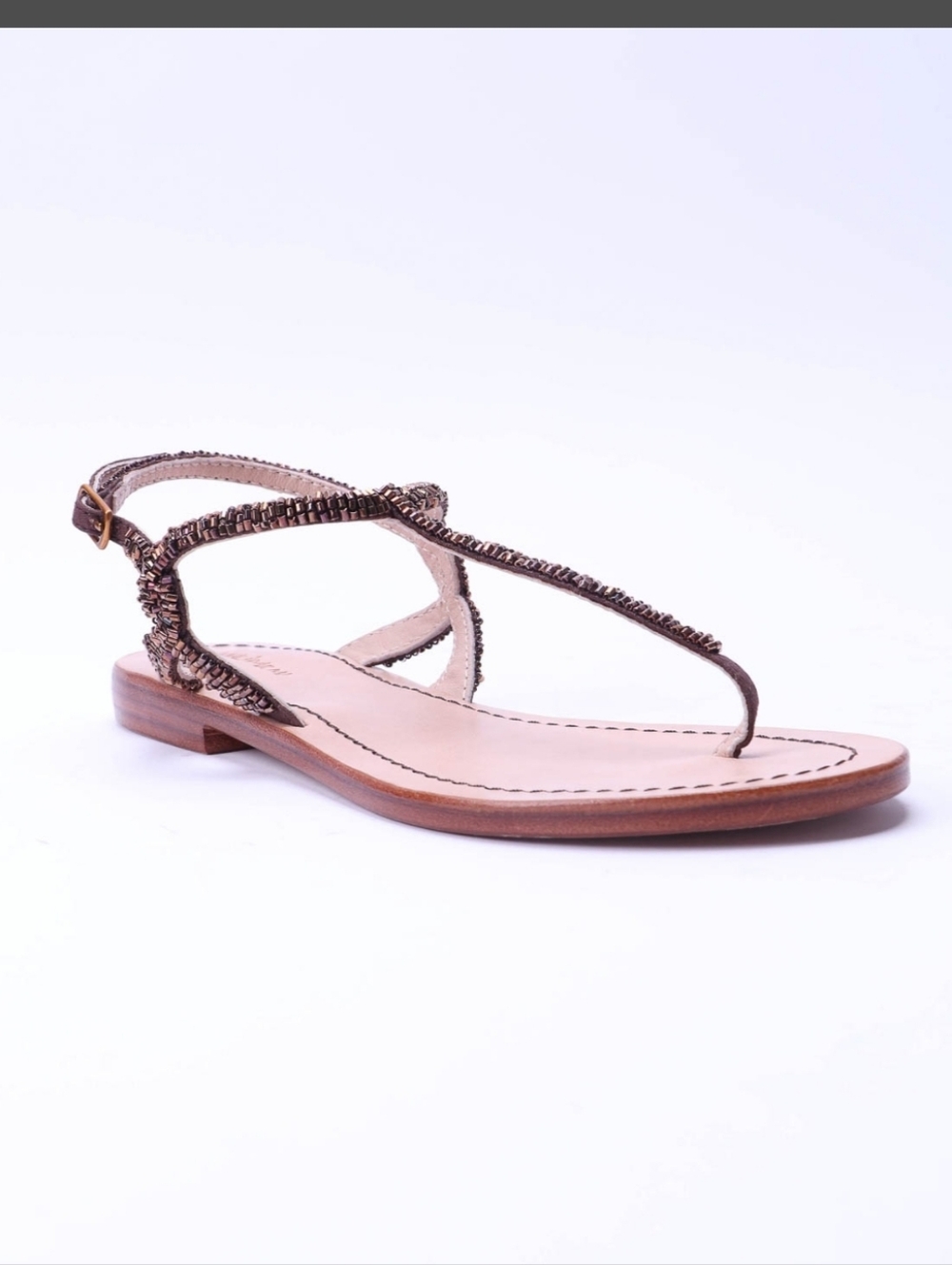 Maliparmi Black And Gold Beaded And Sequin Thong Strap Sandal